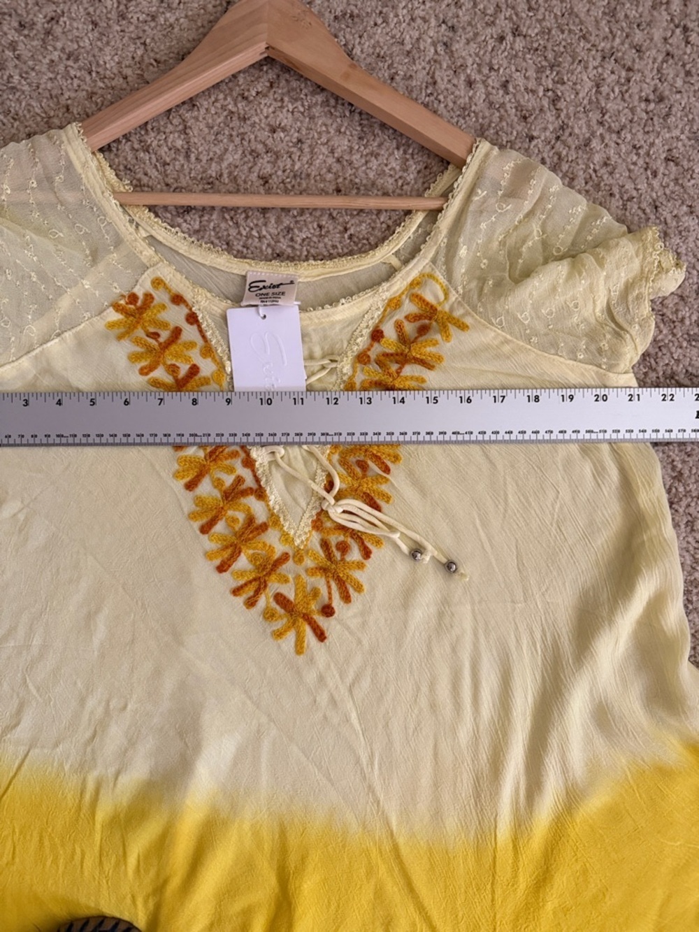 Exist NWT Yellow Ombre Embroidered Rayon Midi Dress one Size - Picture 8 of 8
